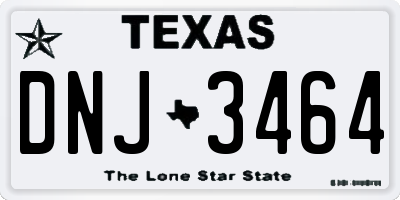 TX license plate DNJ3464