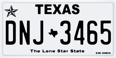 TX license plate DNJ3465