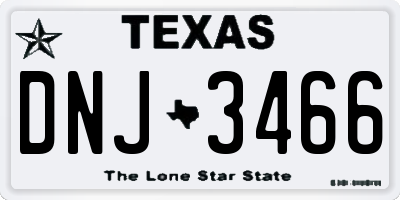 TX license plate DNJ3466