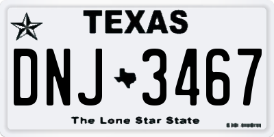 TX license plate DNJ3467