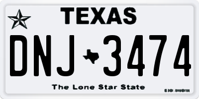 TX license plate DNJ3474