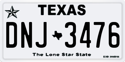 TX license plate DNJ3476