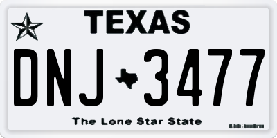 TX license plate DNJ3477