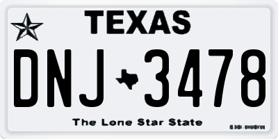 TX license plate DNJ3478