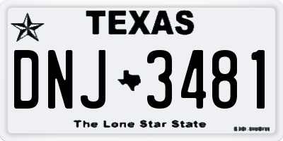TX license plate DNJ3481