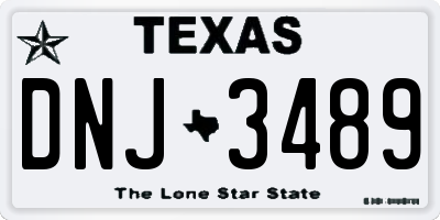 TX license plate DNJ3489