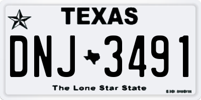 TX license plate DNJ3491