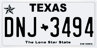 TX license plate DNJ3494