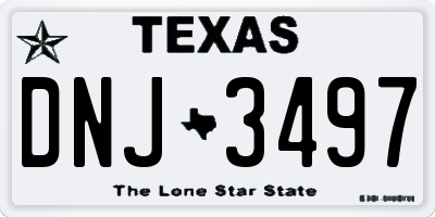 TX license plate DNJ3497