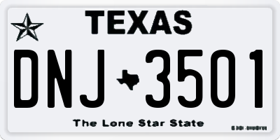 TX license plate DNJ3501