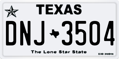 TX license plate DNJ3504
