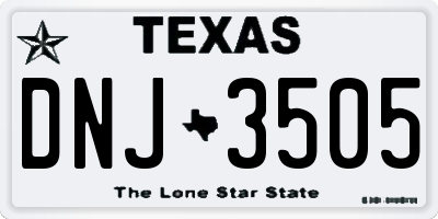 TX license plate DNJ3505