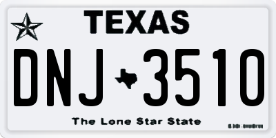 TX license plate DNJ3510