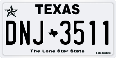 TX license plate DNJ3511