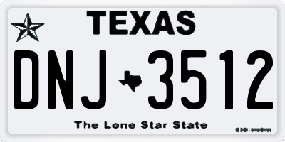 TX license plate DNJ3512