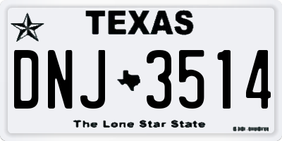 TX license plate DNJ3514