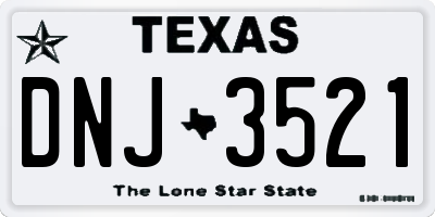 TX license plate DNJ3521