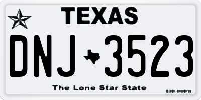 TX license plate DNJ3523