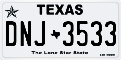 TX license plate DNJ3533