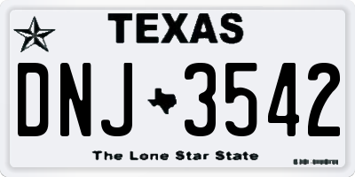 TX license plate DNJ3542