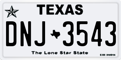 TX license plate DNJ3543