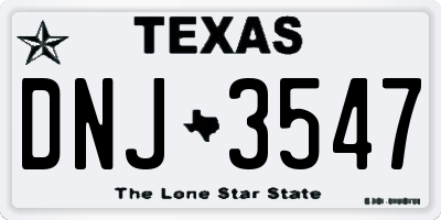 TX license plate DNJ3547