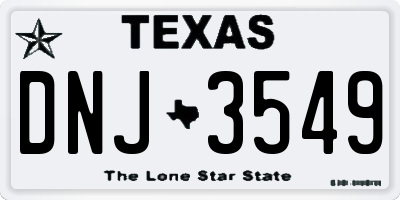 TX license plate DNJ3549