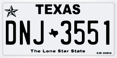 TX license plate DNJ3551