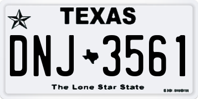 TX license plate DNJ3561