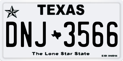 TX license plate DNJ3566