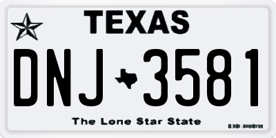 TX license plate DNJ3581