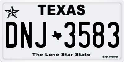 TX license plate DNJ3583