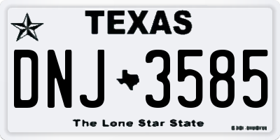 TX license plate DNJ3585