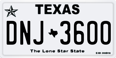 TX license plate DNJ3600