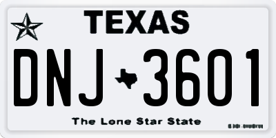 TX license plate DNJ3601