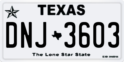 TX license plate DNJ3603