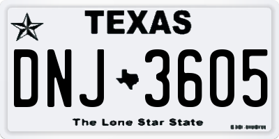 TX license plate DNJ3605