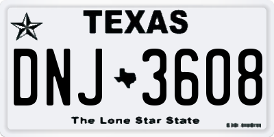 TX license plate DNJ3608
