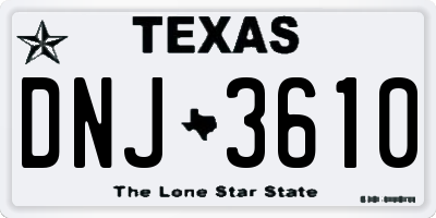 TX license plate DNJ3610