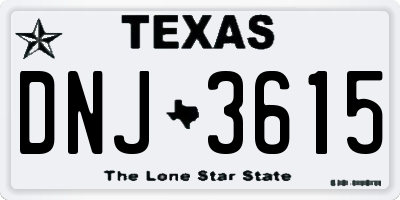 TX license plate DNJ3615