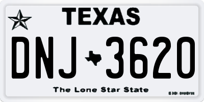 TX license plate DNJ3620