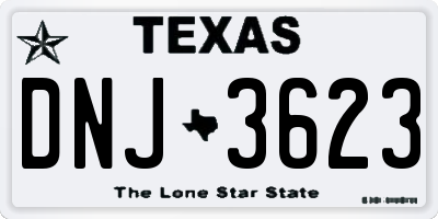 TX license plate DNJ3623