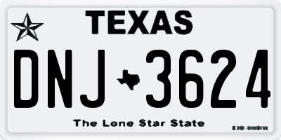 TX license plate DNJ3624