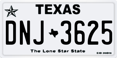 TX license plate DNJ3625