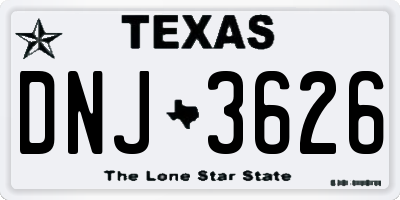 TX license plate DNJ3626