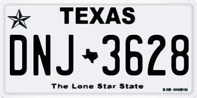 TX license plate DNJ3628