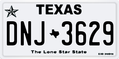 TX license plate DNJ3629