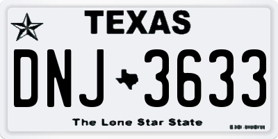 TX license plate DNJ3633
