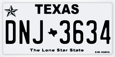 TX license plate DNJ3634