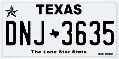 TX license plate DNJ3635